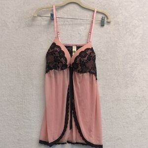 Jessica Simpson Women's Pink & Black Nightie Lingerie Size M